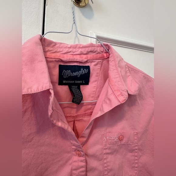 Wrangler Western Breast Cancer Pink Button Down Long Sleeve Shirt Size Large - Picture 6 of 12